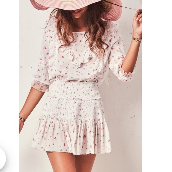 LoveShackFancy Camilla skirt in whisper xs
